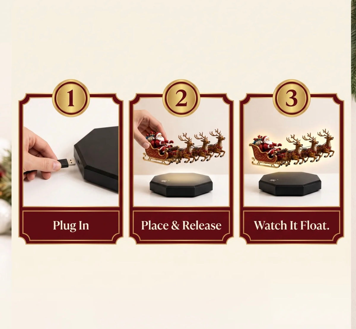 Magnetic Levitating Santa Decor